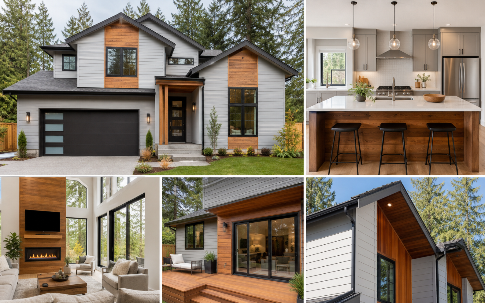 light gray house with cedar accents