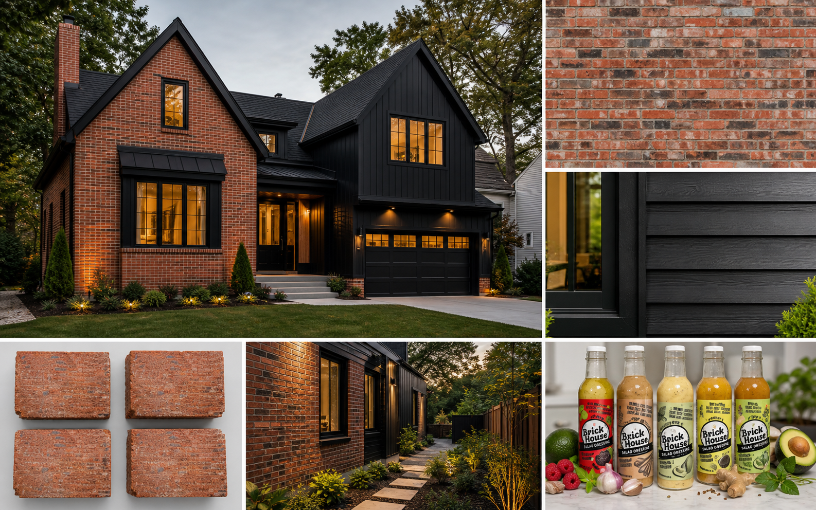 red brick house with black siding