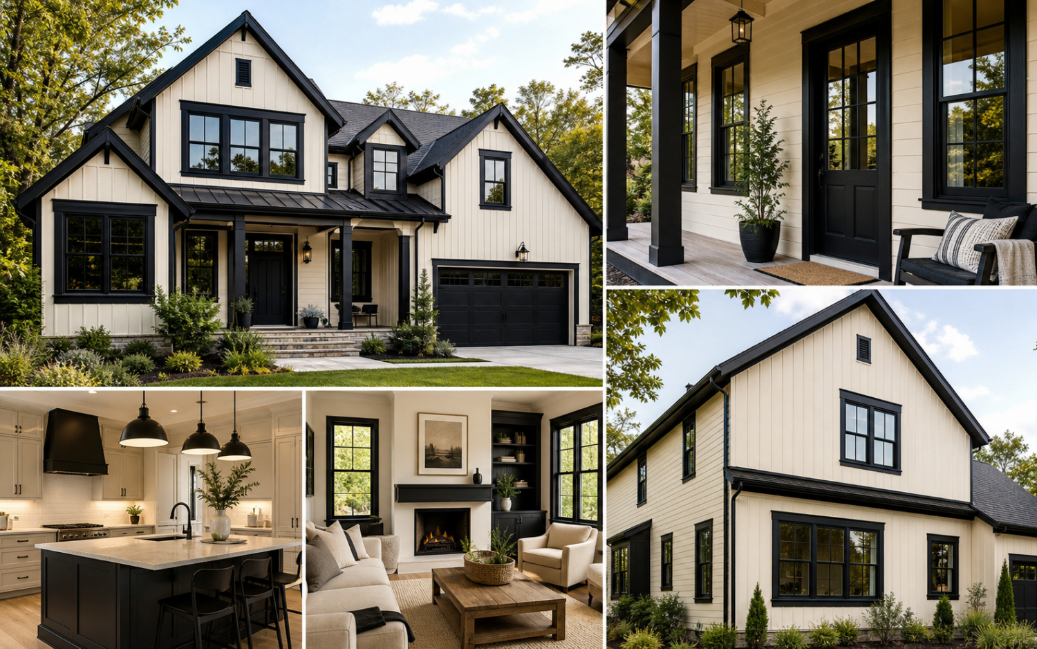 Cream House With Black Trim