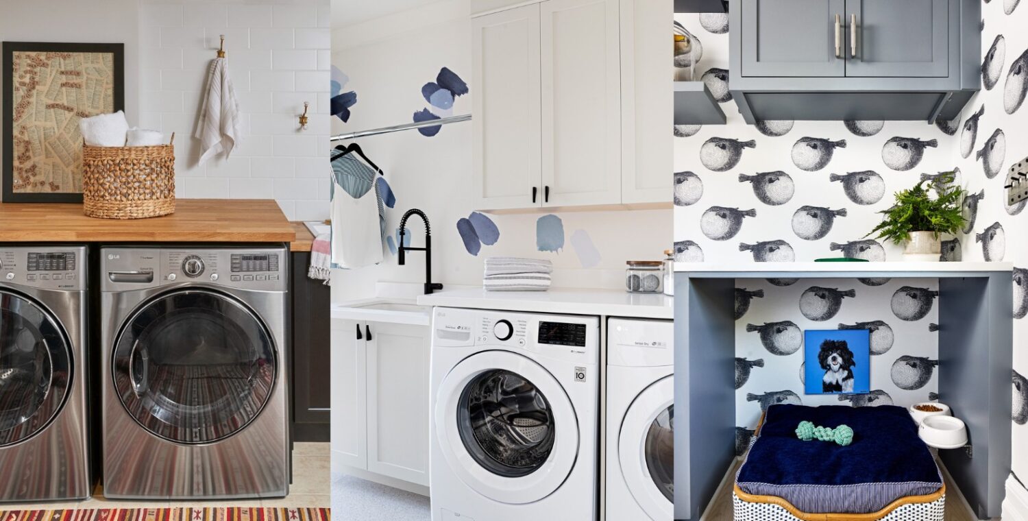 Laundry room countertop material examples for folding counters
