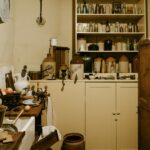 vases and bottles on shelf