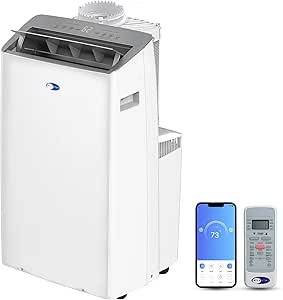 Whynter NEX Inverter Portable Air Conditioner & Portable Heater with Dual Hoses, Dehumidifier, Cooling Fan & Smart Wi-Fi for 600 Sq Ft Rooms, ARC-1230WNH, White