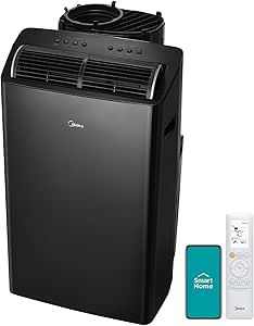 Midea MAP14HS1TBL Portable Air Conditioner, Dehumidifier, Fan 3-in-1, 14,000 BTU with Heat, Black