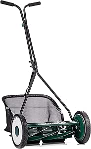 American Lawn Mower Company 1725-16GC 16-inch 7-Blade Reel Mower with Grass Catcher, Specialty Grass Mower, Green
