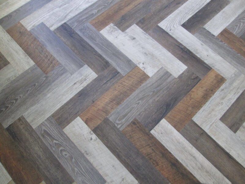 Vinyl Planks in Herringbone Pattern
