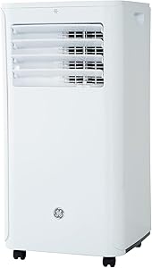 GE APMS06BWF 6,000 BTU DOE Portable Air Conditioner, Digital and Remote Control, Perfect for Small Size Bedroom or Living Room up to 250 sq. ft, Easy Install Kit Included, White