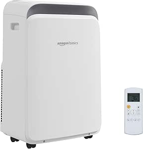 Amazon Basics Portable Air Conditioners for Rooms with Remote Control, AC Unit, 10,000 BTU ASHARE / 6000 BTU SACC, Cools 450 Sq Ft, White