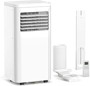 10000 BTU Portable Air Conditioner and for Room up 450 Sq. Ft, 4-IN-1 Quiet Portable Ac Unit with Dehumidifier Fan Function, Remote Control, Sleep Mode, 24H Timer