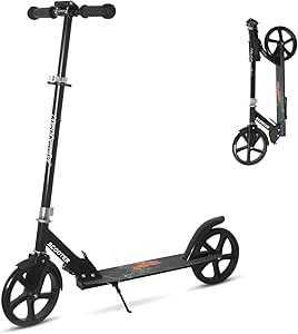Nattork Scooter for Kids 8-12, Teens and Adults- Adjustable Height Folding Kick Scooter with Large Sturdy Wheels for a Smooth Ride, Lightweight, Anti-Shock Suspension