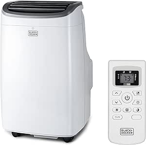 BLACK+DECKER 8,000 BTU Portable Air Conditioner up to 350 Sq. with Remote Control, White