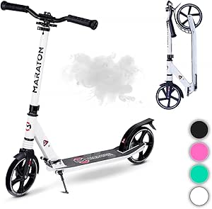 Maraton Kick Scooter for Teens 8-18 Ages | Foldable, Big Wheel, Durable | Scooters for Kids 8-12, 8-10, 13-16 Year Old | Two Wheel Scooter for Teenagers