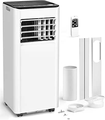 8000 BTU Portable Air Conditioners - Cools 350 Sq.Ft., 3-in-1 Portable AC Units for Rooms with Remote Control,Sleep Mode,24H Timer, AC Unit for Bedroom Apartment Dorms, Window Kit Included