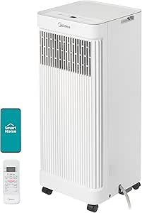 Midea 8,500 BTU ASHRAE (5,000 BTU SACC) Portable Air Conditioner, Smart Control, Cools up to 150 Sq. Ft., with Dehumidifier & Fan mode, Easy- to-use Remote Control & Window Installation Kit Included