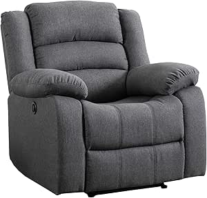 Classic Power Recliner Chair, Oversized Electric Overstuffed Chair with Soft Cushion and Back, Sofa with Comfortable Armchair, Gray