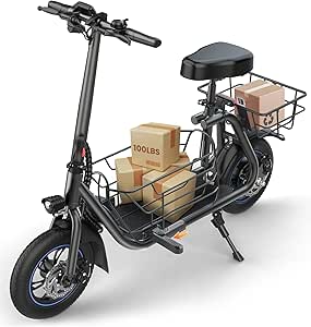 Electric Scooter with Seat for Adults, 550W Powerful Motor, 20-Mile Range, Speed up to 18.6MPH, Ample Storage for Pets & Cargo, Electrically-Powered Motor Scooters