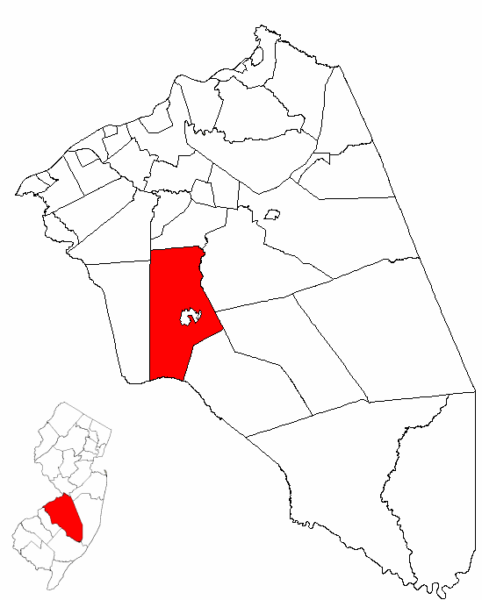 Map of Burlington County highlighting Medford Township