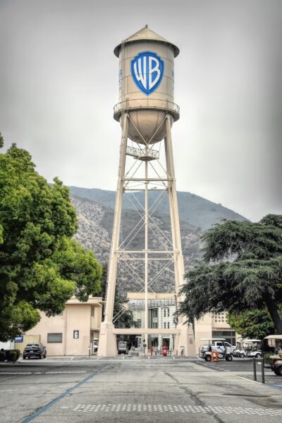 Warner Bros Studio water tower in Burbank, California, site of Jennifer Hudson Show filming.