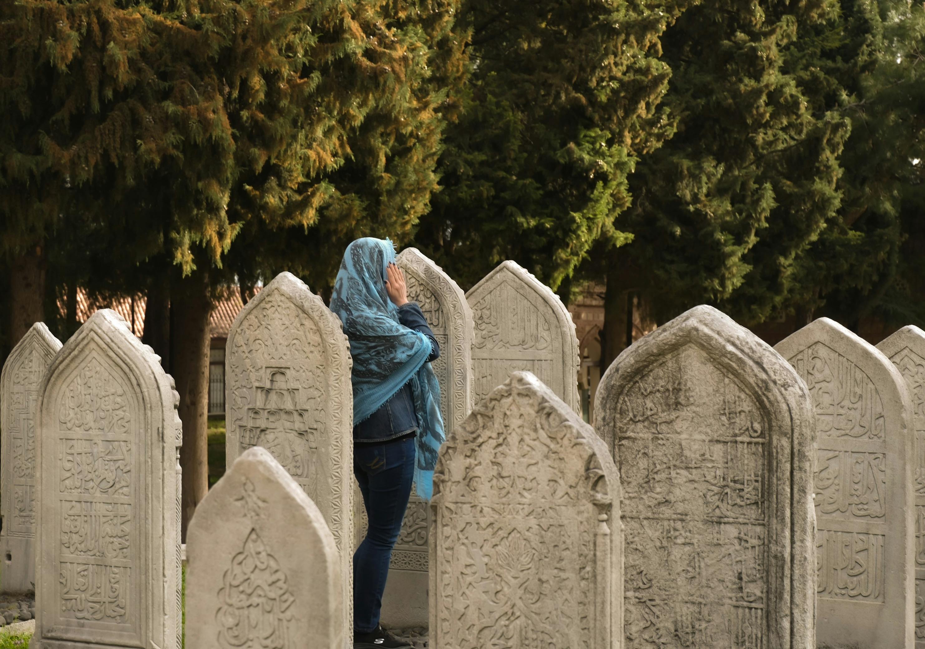 Reflecting thinking of father cemetery