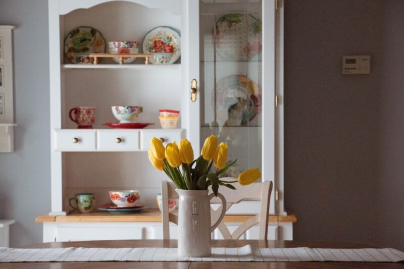 Stylish corner hutch for dining room