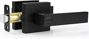 1 Pack Door Handle Black Interior Door Knobs, Keyless Privacy Door Lock for Bathroom, Heavy Duty Zinc Alloy, 2.07 lb Door Lever Set for Bedroom Bathroom
