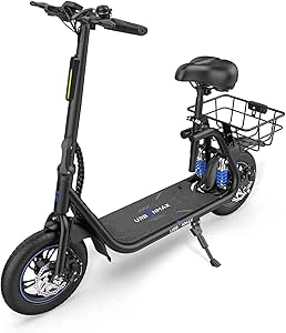 C1 Electric Scooter with Seat, Foldable Scooter for Adults Carry up to 265lbs, 450W Powerful Motor 25 Miles Range with Dual Shock Absorbers, 18.6mph Commuter E-Scooter with Basket
