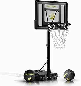 Steel Swimming Pool Basketball Hoop Set - Durable Backboard & Rim, 2 Balls, Pump & Tools - Adjustable Hoop for Kids & Adults, Outdoor Use