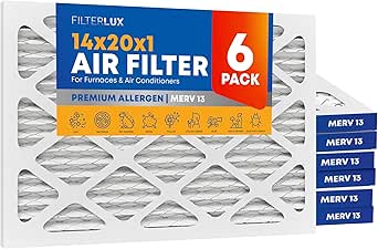 14x20x1 MERV 13 (6-Pack) Electrostatic Pleated Air Filters, Furnace, Home Air Conditioner Filters, AC Filters, HVAC Filter Replacement MPR 1900 FPR 10