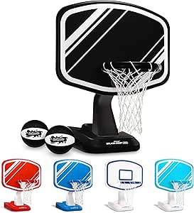 GoSports Splash Hoop PRO - Choose Your Color - Swimming Pool Basketball Game, Includes Poolside Water Basketball Hoop, 2 Balls and Pump