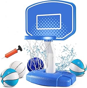 Pool Basketball Hoop, Poolside Basketball Hoop for Swimming Pool, Pool Accessories for Inground Pools, Adjustable Height Indoor Outdoor Play, Pool Toys Game for Kids