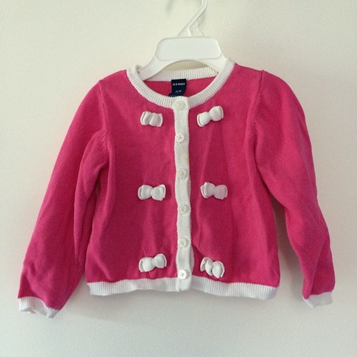 Old Navy 12-18M cardigan. Some minor discoloration on white placket by buttons. oxiclean should work on it! $4 plus ship. Leave PayPal and zip to claim!