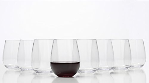 Set of 8 Unbreakable Stemless Wine Glasses - 16 oz | Shatterproof BPA-Free Tritan Plastic | Multi-Purpose and Dishwasher Safe