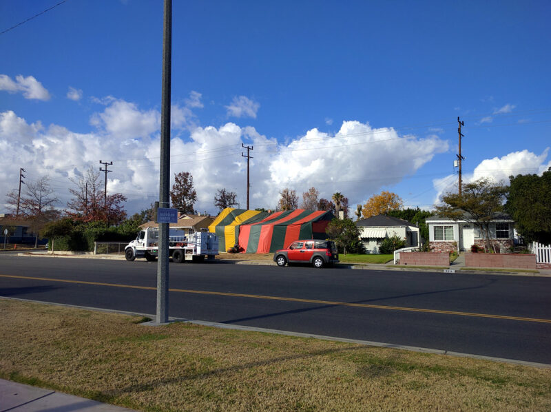 Fumigation tent, Burbank, California, USA