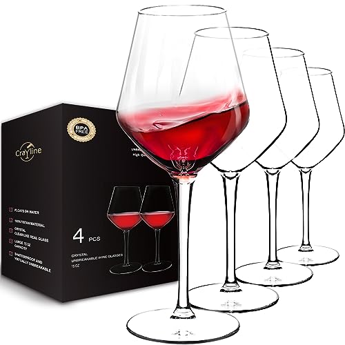 15 oz Plastic Wine Glasses with Stem - Set of 4 | Unbreakable Tritan Craftsmanship, Perfect for Poolside & Travel | Dishwasher Safe