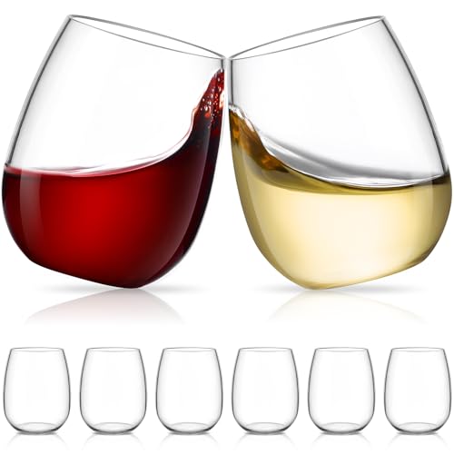 Unbreakable Tritan Stemless Wine Glass Set of 6, 18 oz | BPA-Free Plastic Tumblers for Indoor & Outdoor Celebrations