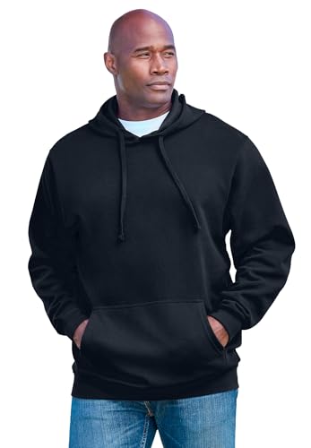 KingSize Men's Big & Tall Fleece Pullover Hoodie - Classic Style and Comfort (XL, Black)