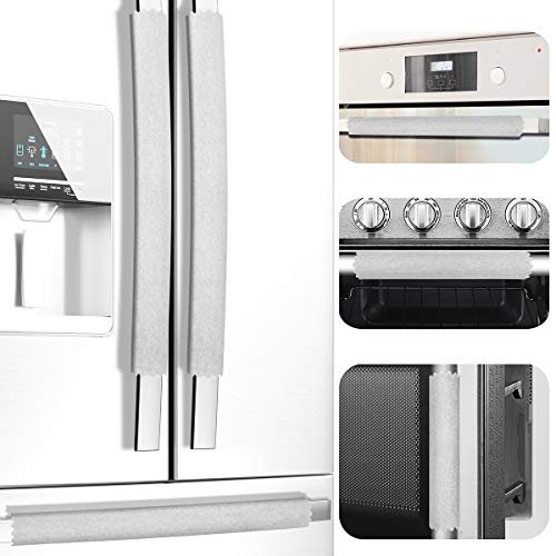 MRKG Refrigerator Door Handle Covers, Set of 6, Sleek and Form-Fitting, Keep Your Kitchen Appliance Clean from Smudges, Drips, Food Stains, Oil (Light Grey)