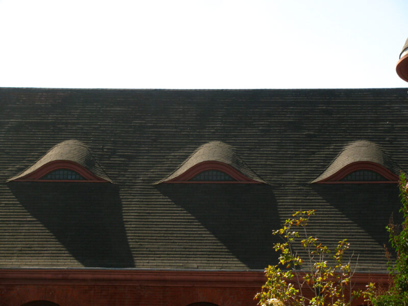Eyebrow dormers captured showing architectural elegance.