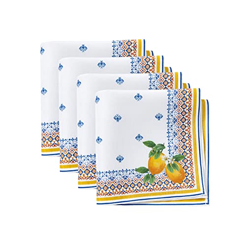 Elrene Home Fashions Capri Lemon Double-Bordered Mediterranean Cloth Napkins