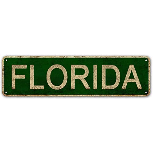 LINStore Florida Sign, America State Name Vintage Metal Tin Sign