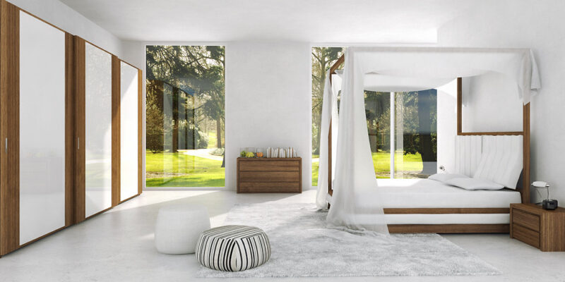 Mazzali: WIND canopy bed / il letto a baldacchino WIND. SKY wardrobe.