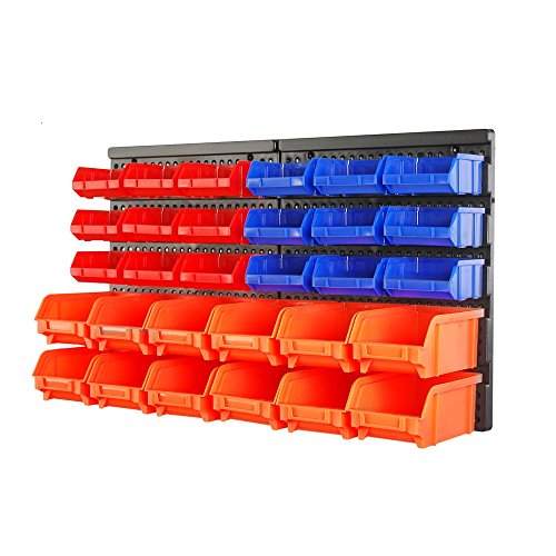 HORUSDY Wall Mounted Storage Bins Parts Rack