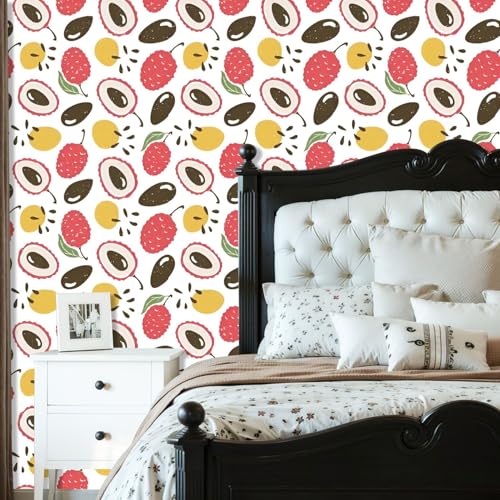 Peel and Stick Wallpaper with Cute Lychee Pattern