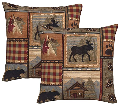 DATANSEN Set of 2 Square 18x18 inch Retro Brown Throw Pillow Covers