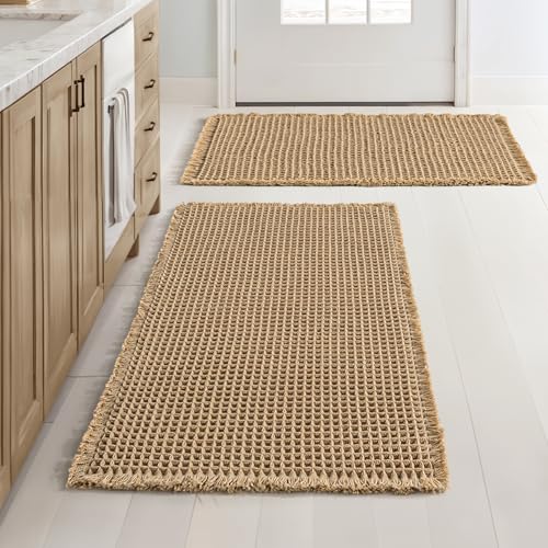 MIULEE Set of 2 Waffle Bathroom Rugs
