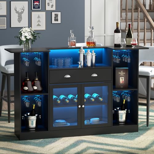 Loomie Bar Table Cabinet with LED & Drawer