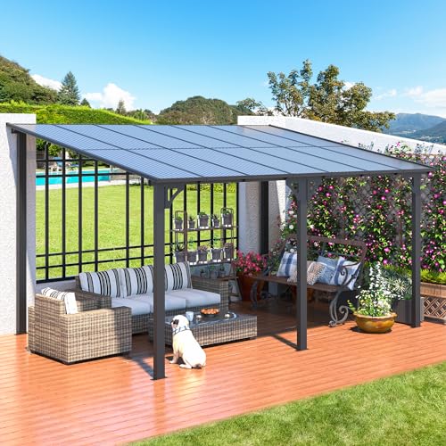 AECOJOY 14' x 10' Gazebo for Patio, Hard Top Lean to Gazebo Pergola