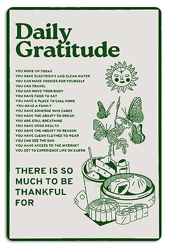 Fmcmly Daily Gratitude Inspirational Metal Tin Sign