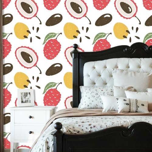 Peel and Stick Wallpaper with Cute Lychee Pattern