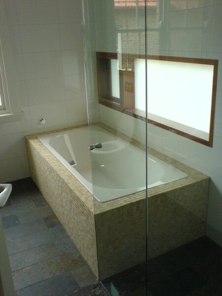 Glass shower door installed