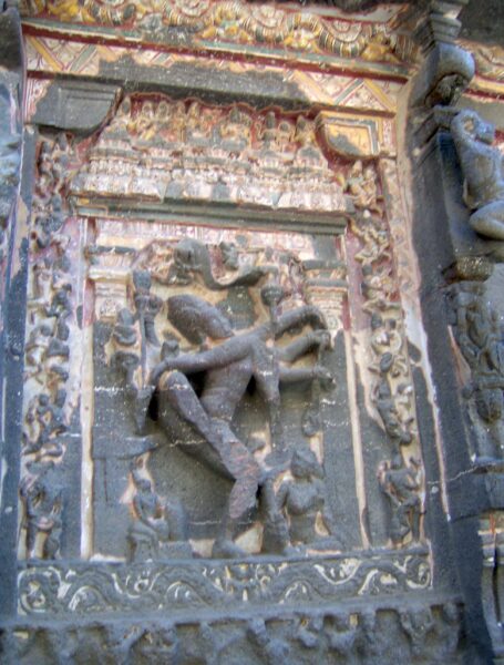 Ellora Kailash temple Nataraj painted panel.